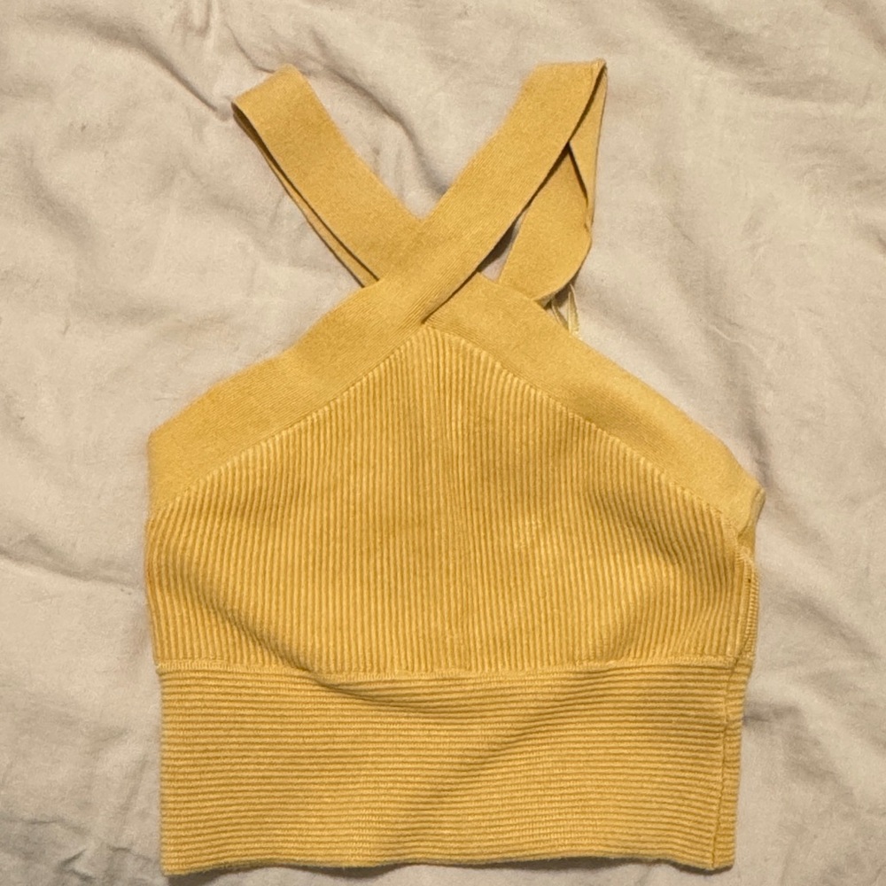 Abercrombie & Fitch Yellow Ribbed Crop Top